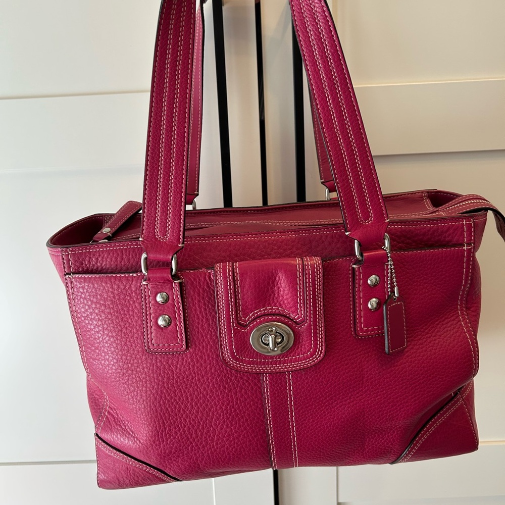 Coach Women's Pink Leather Carryall Handbag